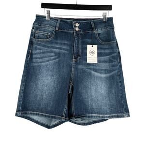 Kiki LaRue Sandy Blue Denim Belt Loops Whiskering Faded‎ Womens Shorts 1X